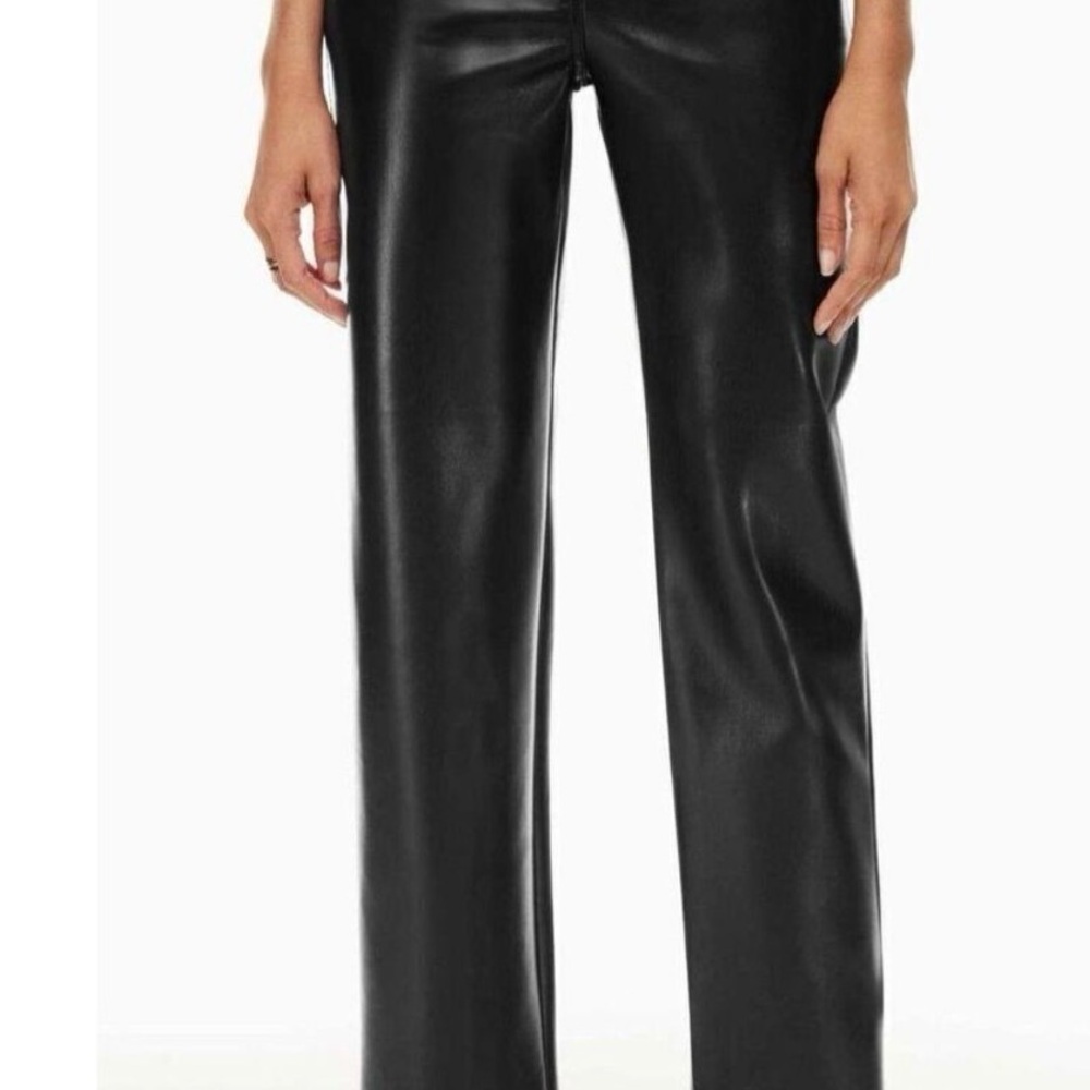 Aritzia Wilfred Black Straight Leg Vegan Leather Pants
